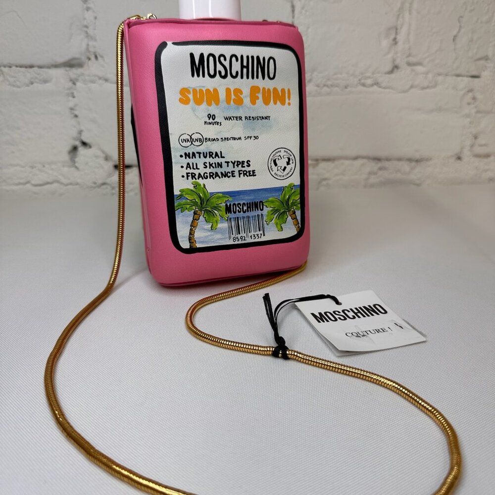 SS22 MOSCHINO Tropical Tan Clutch Pink Padded Nappa Leather Sunscreen 30SPF - Picture 15 of 16